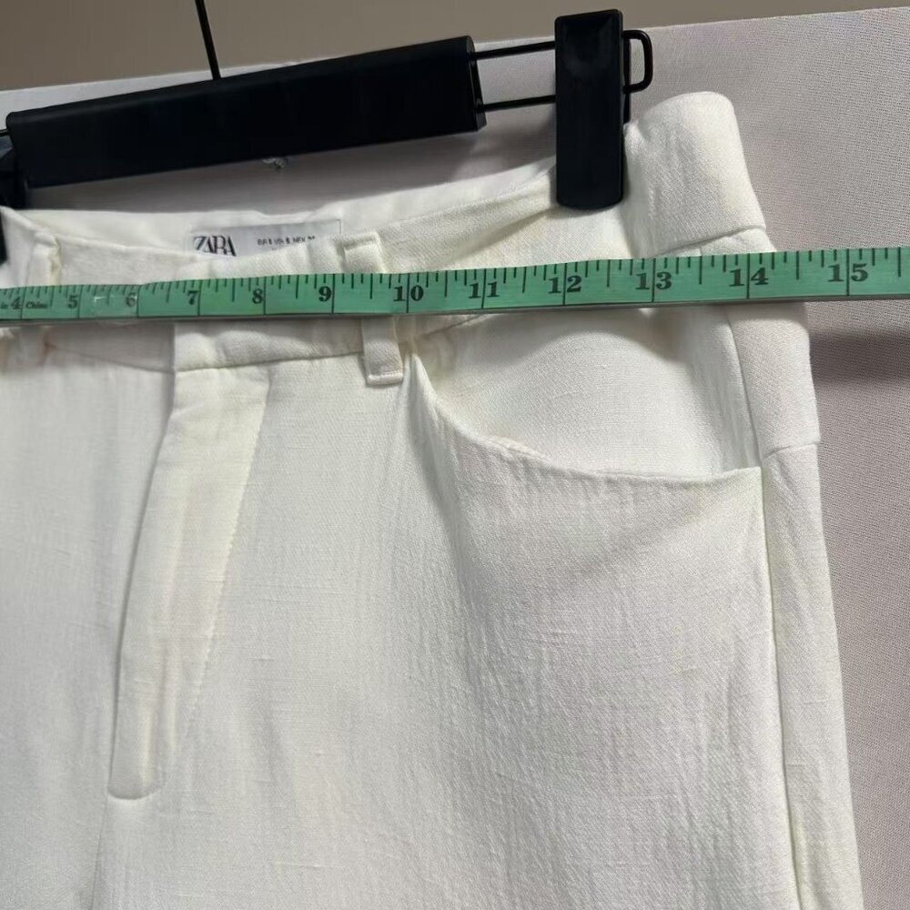 ZARA Women's White High-Waisted Straight-Leg Pants - Picture 10 of 16